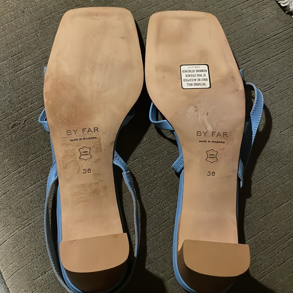 BY FAR light blue strappy sandals small heel size 8 - Picture 6 of 8
